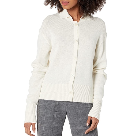 Theory Cropped Cardigan Sweater, Ivory, 100% Cashmere, Small, Pristine EUC - Picture 4 of 16